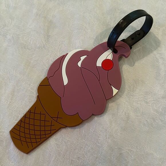 Luggage Tag Silicone Ice Cream Cone with a Cherry - Picture 1 of 5